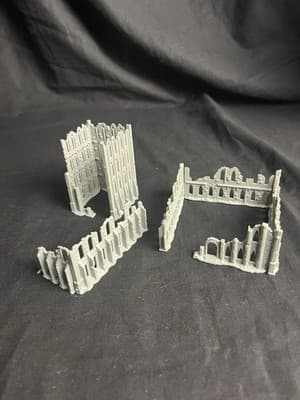 Warhammer 40k Terrain Imperial Sector Ruins 10 Pc Building Walls City Fence - Thumbnail 4