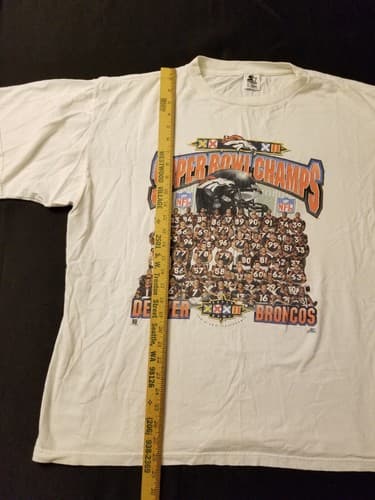 Vtg Starter Shirt Mens XL Super Bowl XXXII 1998 Denver Broncos Champs White NFL - Thumbnail 7