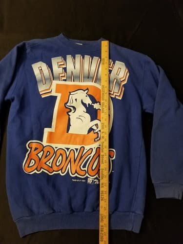 Vintage 90s Denver Broncos Sweatshirt Spellout Graphic The Game 1994 Mens M -L - Thumbnail 7