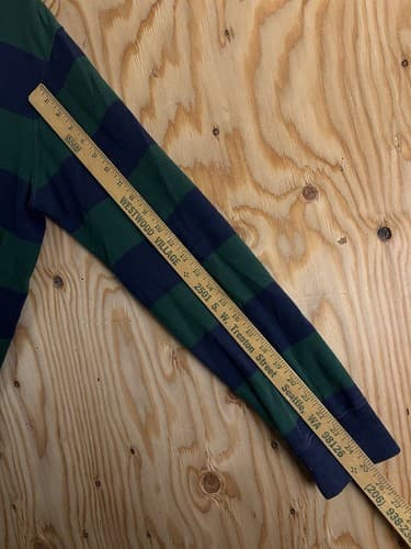 VTG Polo Ralph Lauren Rugby Hoodie Green Blue Striped Pony Mens L Sweatshirt - Thumbnail 13