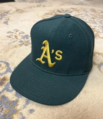 VTG 90s New Era Oakland Athletics A's Fitted Pro Hat Size 7 Diamond Wool USA - Image 1