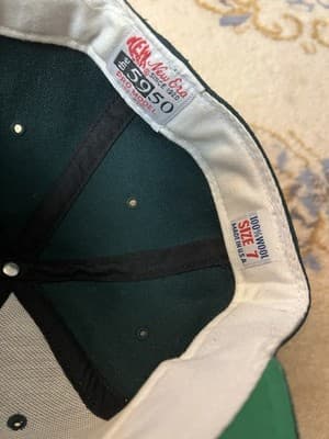 VTG 90s New Era Oakland Athletics A's Fitted Pro Hat Size 7 Diamond Wool USA - Thumbnail 10