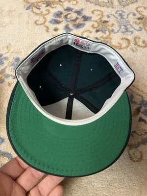 VTG 90s New Era Oakland Athletics A's Fitted Pro Hat Size 7 Diamond Wool USA - Thumbnail 7