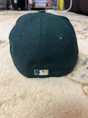 VTG 90s New Era Oakland Athletics A's Fitted Pro Hat Size 7 Diamond Wool USA - Thumbnail 4