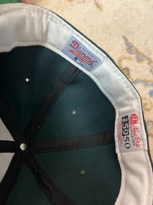 VTG 90s New Era Oakland Athletics A's Fitted Pro Hat Size 7 Diamond Wool USA - Thumbnail 9