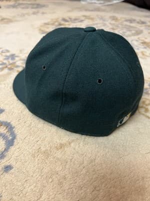 VTG 90s New Era Oakland Athletics A's Fitted Pro Hat Size 7 Diamond Wool USA - Thumbnail 3