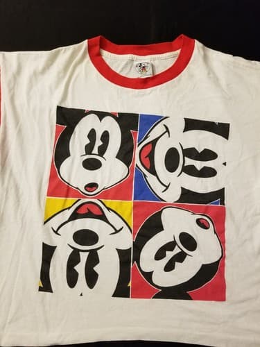 Vintage Mickey Mouse Expressions Pajama Shirt Oversized 80s Walt Disney OSFA L - Thumbnail 2