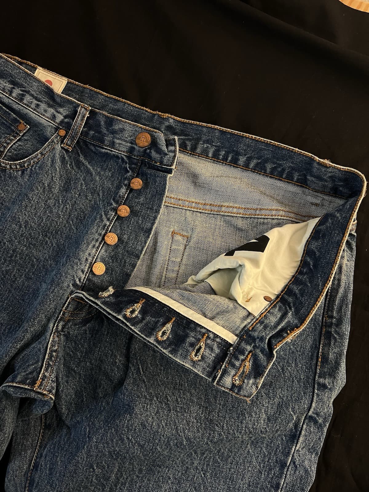 Han Kjobenhavn Drop Crotch Jeans Selvedge Japan Denim Mens Size 34x28 Regular - Thumbnail 5