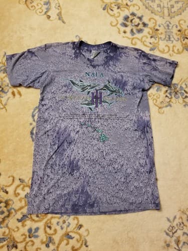 Vtg Hawaii Dolphin Psychedelic Tie Dye T-Shirt Mens M Nai'a Hawaiian Islands - Image 1