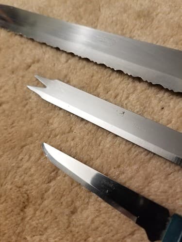 Lot Of 3 Vtg Knives Quikut Carve Serve Knife Serrated Fork Tip Blade USA Paring - Thumbnail 4