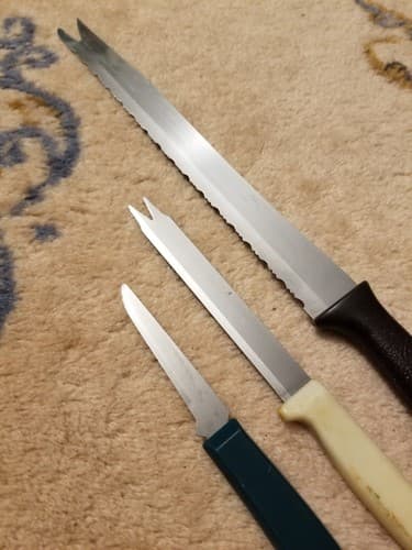 Lot Of 3 Vtg Knives Quikut Carve Serve Knife Serrated Fork Tip Blade USA Paring - Thumbnail 3