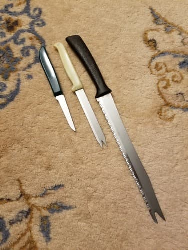 Lot Of 3 Vtg Knives Quikut Carve Serve Knife Serrated Fork Tip Blade USA Paring - Thumbnail 8