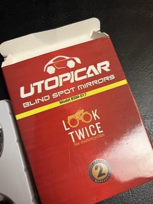 NIB New Utopicar Blind Spot Mirrors Model BSM-017 Look Twice For Motorcycles - Thumbnail 4