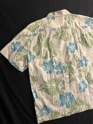 NEW Kahala Mens 2XL Hawaiian Green Floral Short Sleeve Button Up Shirt Mohala - Thumbnail 12