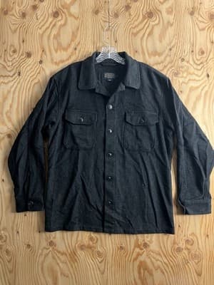 Pendleton Wool Cashmere Button Up Shirt Mens L Black Board Shirt Pockets - Image 1
