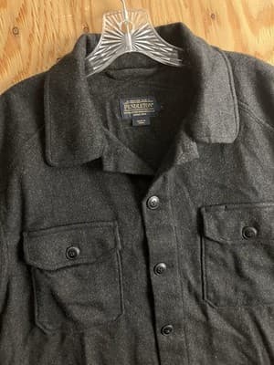 Pendleton Wool Cashmere Button Up Shirt Mens L Black Board Shirt Pockets - Thumbnail 3