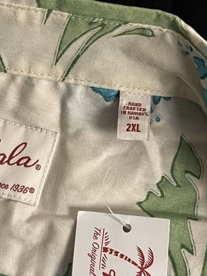 NEW Kahala Mens 2XL Hawaiian Green Floral Short Sleeve Button Up Shirt Mohala - Thumbnail 6