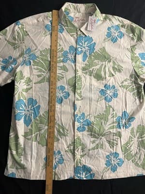 NEW Kahala Mens 2XL Hawaiian Green Floral Short Sleeve Button Up Shirt Mohala - Thumbnail 9