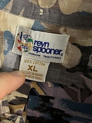 Reyn Spooner Blue Yellow Half Button Hawaiian Floral Popover Shirt Mens XL VTG - Thumbnail 4