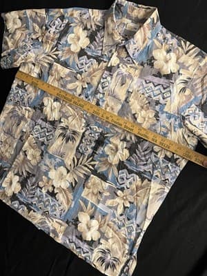 Reyn Spooner Blue Yellow Half Button Hawaiian Floral Popover Shirt Mens XL VTG - Thumbnail 11