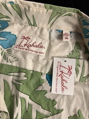 NEW Kahala Mens 2XL Hawaiian Green Floral Short Sleeve Button Up Shirt Mohala - Thumbnail 5