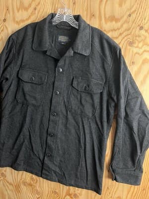 Pendleton Wool Cashmere Button Up Shirt Mens L Black Board Shirt Pockets - Thumbnail 2