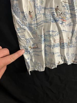 Reyn Spooner Rayon White Half 1/2 Button Hawaiian Surf Popover Shirt Mens XL VTG - Thumbnail 7