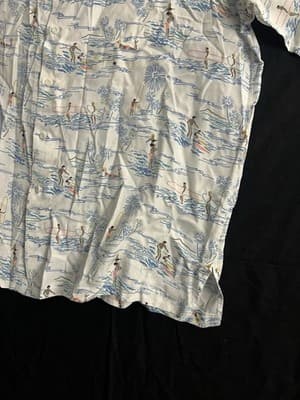 Reyn Spooner Rayon White Half 1/2 Button Hawaiian Surf Popover Shirt Mens XL VTG - Thumbnail 8