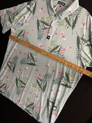 Bad Birdie Mens 3XL Tropical Performance Polo Floral Hawaiian Golf Shirt - Thumbnail 10