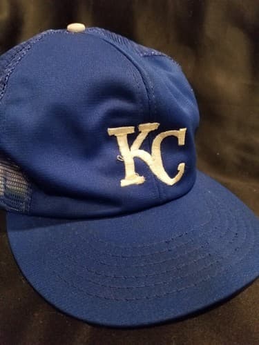 Vtg MLB KC Kansas City Royals Mesh Snapback Trucker Hat Cap Mens Large L Blue - Thumbnail 9