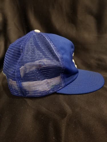 Vtg MLB KC Kansas City Royals Mesh Snapback Trucker Hat Cap Mens Large L Blue - Thumbnail 8