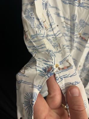 Reyn Spooner Rayon White Half 1/2 Button Hawaiian Surf Popover Shirt Mens XL VTG - Thumbnail 6