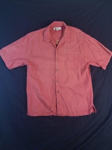 Tommy Bahama Embroidered Shirt Mens L Red Silk Short Sleeve Poker Girl Button Up - Thumbnail 3