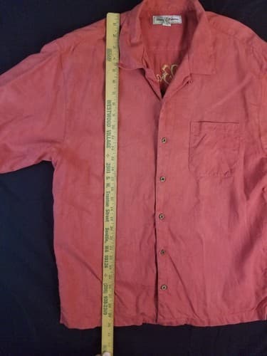 Tommy Bahama Embroidered Shirt Mens L Red Silk Short Sleeve Poker Girl Button Up - Thumbnail 8