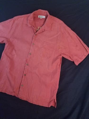 Tommy Bahama Embroidered Shirt Mens L Red Silk Short Sleeve Poker Girl Button Up - Thumbnail 4