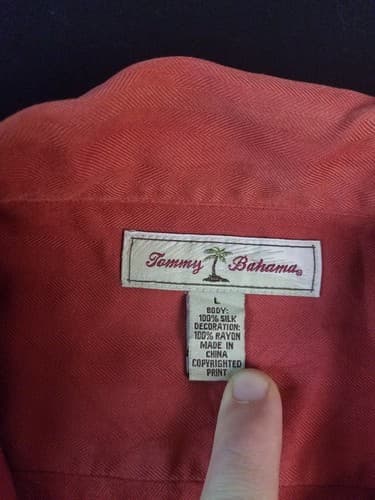 Tommy Bahama Embroidered Shirt Mens L Red Silk Short Sleeve Poker Girl Button Up - Thumbnail 5