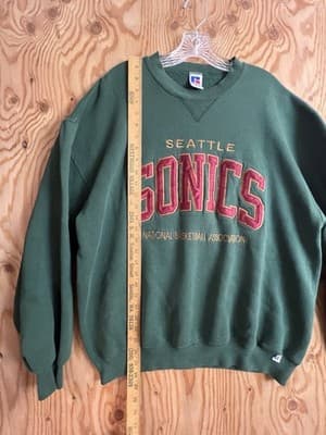 Vtg Seattle Sonics Russell Athletic Men’s XXL Crewneck Sweatshirt USA Green NBA - Thumbnail 5