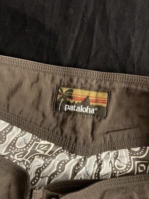 VTG Pataloha Patagonia Board Shorts Mens 34 Swim Trunks Nylon Lace Up Pocket AOP - Thumbnail 4