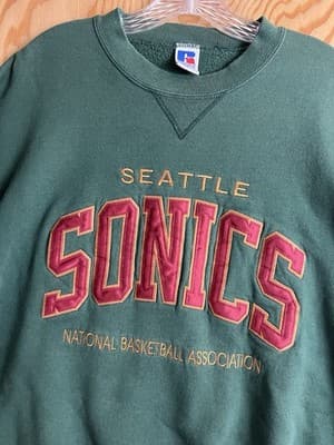 Vtg Seattle Sonics Russell Athletic Men’s XXL Crewneck Sweatshirt USA Green NBA - Thumbnail 2