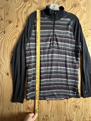 SmartWool Merino Wool 250 Pullover Sweater Base Layer 1/4 Zip Mens M Grey Black - Thumbnail 8