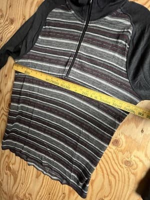SmartWool Merino Wool 250 Pullover Sweater Base Layer 1/4 Zip Mens M Grey Black - Thumbnail 9