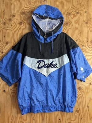 VTG Duke Blue Devils M Collegiate Jacket Windbreaker Anorak Hoody Short Sleeve - Image 1