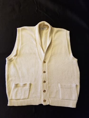 French Creek Sheep & Wool - Cotton Tuxedo Vest Sleeveless Cardigan Mens XL White - Image 1