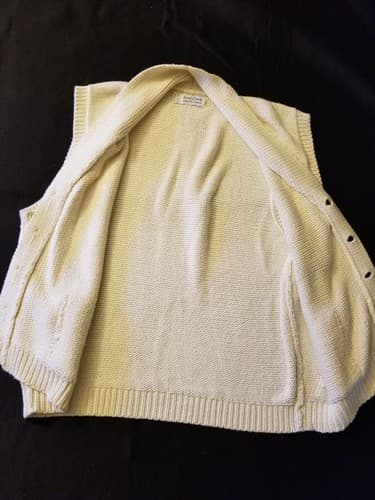 French Creek Sheep & Wool - Cotton Tuxedo Vest Sleeveless Cardigan Mens XL White - Thumbnail 2