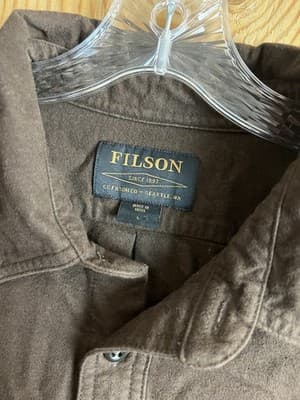 Cc Filson Field Flannel Shirt Mens L Cotton Button Up Cigar Brown Home Depot - Thumbnail 3