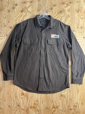 Cc Filson Field Flannel Shirt Mens L Cotton Button Up Cigar Brown Home Depot - Image 1