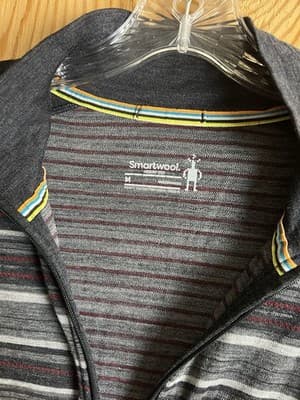 SmartWool Merino Wool 250 Pullover Sweater Base Layer 1/4 Zip Mens M Grey Black - Thumbnail 3