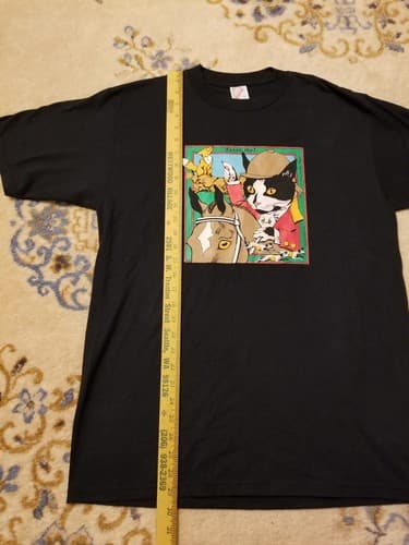 Rare Vtg 90s Tally Ho! Puss Boots Cat Horse Riding Portrait Shirt Black Mens L - Thumbnail 5