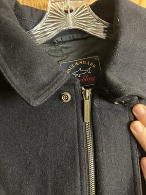 Paul & Shark Yachting Loro Piana Wool & Cashmere Navy Harrington Jacket Coat L - Thumbnail 5