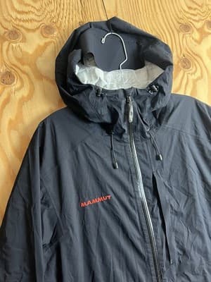 Mammut Rain Jacket Mens L Black Alto Light HS Hooded Dry Tech Windstopper READ - Thumbnail 2